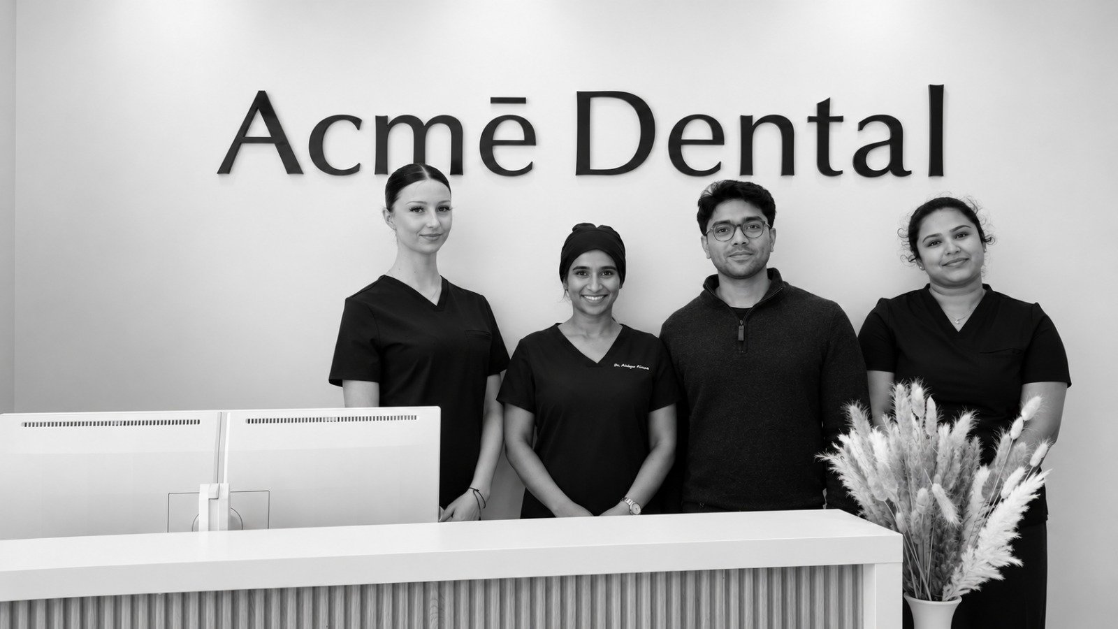 The Acmē Dental team at the practice reception